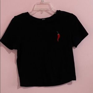 Black crop top with jalapeño